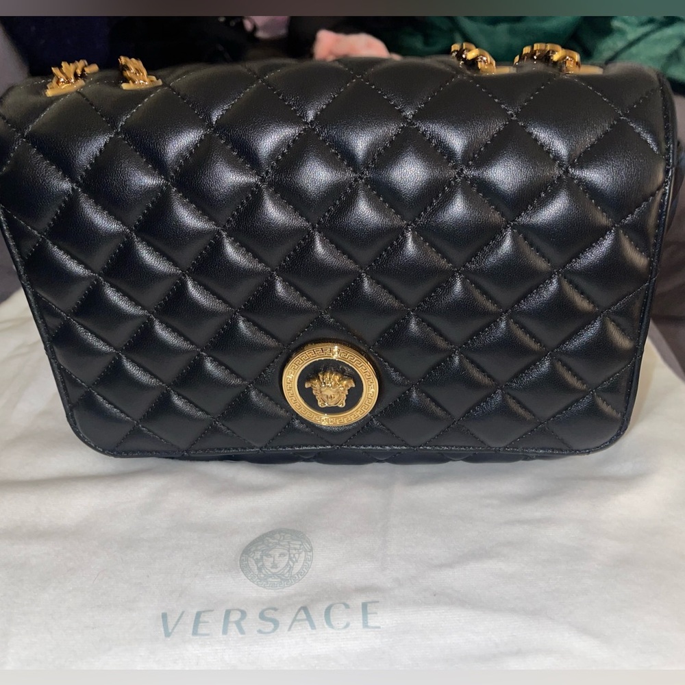 Authentic VERSACE quilted leather medusa head crossbody bag